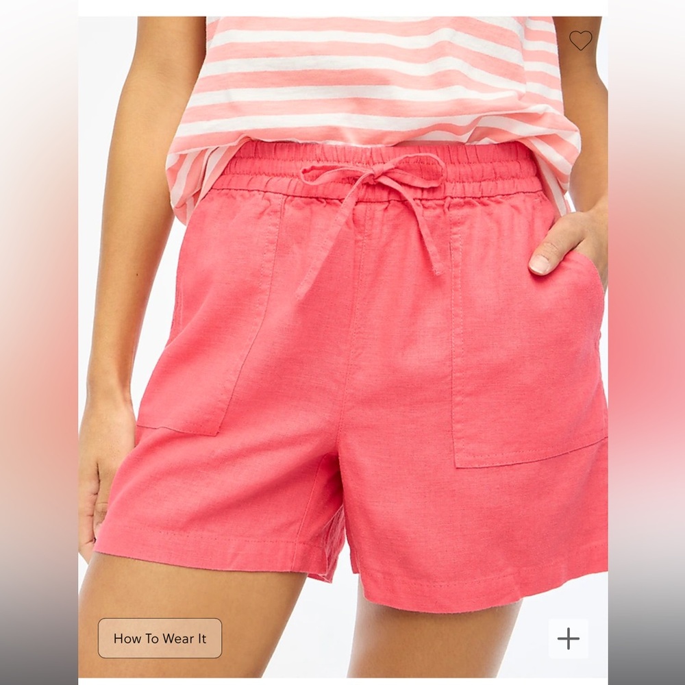 J. Crew Pink Linen-blend drawstring short Size Medium